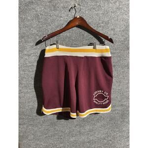 Cherry Los Angeles Shorts Mens Large Maroon Mesh Basketball Striped Trim Gym